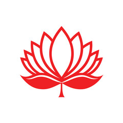Elegant Minimalist Lotus Flower Vector Illustration with Flowing Red Petals.
