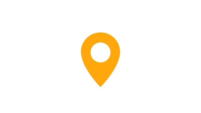 Animation of GPS icon in red color on white screen background - 4K video