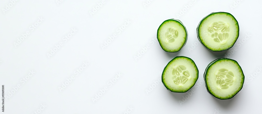 Aufkleber A sliced cucumber on a white background. with copy space image. Place for adding text or design
