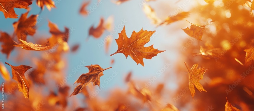 Fototapete fall leaves. with copy space image. place for adding text or design