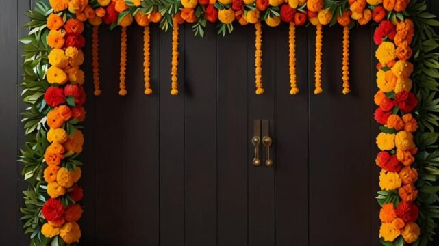 Colour ful roses on the door