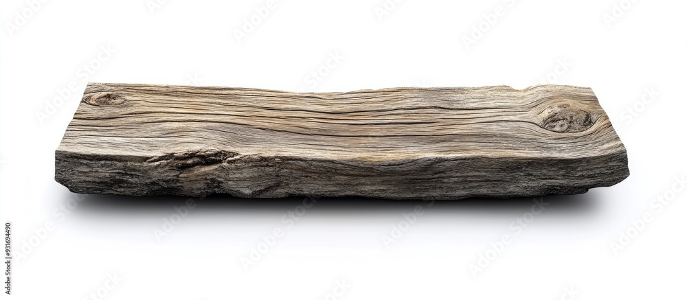 Poster weathered old wood board isolated on white background. with copy space image. place for adding text 
