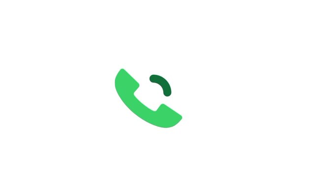 Telephone icon animation on the white background. Incoming call icon animation. Animated of Contact icon