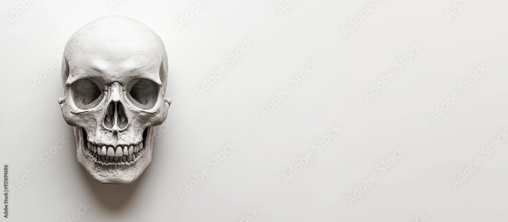 Poster skull on halloween evening against a white background. with copy space image. place for adding text 