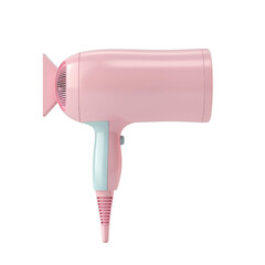 Fototapeta premium Pink hairdryer isolated on white background. Perfect for beauty, hair care, and product mockups.