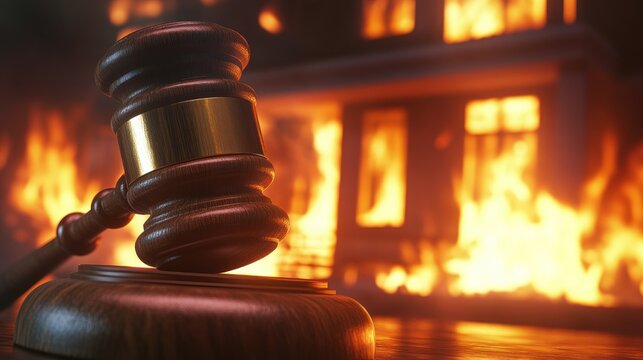 Gavel and Burning Building