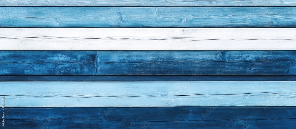 Aufkleber blue and white backdrop of horizontal planks. with copy space image. Place for adding text or design