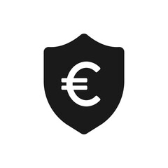 Obraz premium Euro symbol and shield. Money protection flat icon isolated on white background. Vector illustration