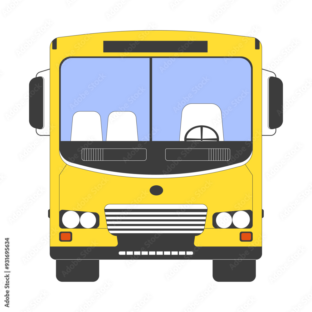 Aufkleber back to school bus 2d cartoon object. schoolbus vehicle isolated flat vector element white backgroun