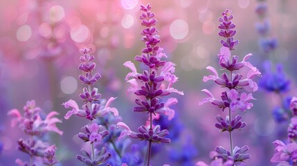 Close up of salvia pink amistad flowers in bloom : Generative AI