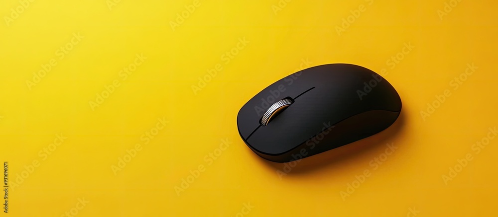 Aufkleber One wireless mouse against a yellow background Area for text. with copy space image. Place for adding text or design