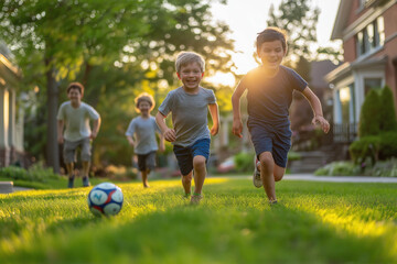 Obraz premium Family Playing In Front Yard