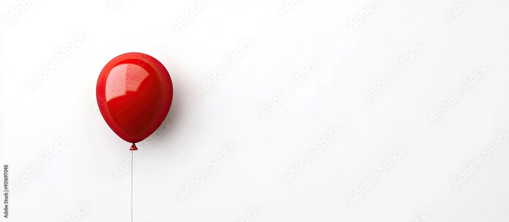 Poster Red helium balloon for birthdays and celebrations isolated on a white background. with copy space image. Place for adding text or design