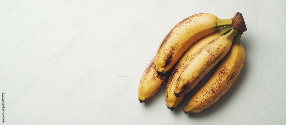 Leinwandbilder fresh ripe bananas set against a white background vegetarian theme. with copy space image. place for
