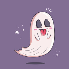 Illustration of Ghost Sticking Tongue Out Cartoon Vector 
