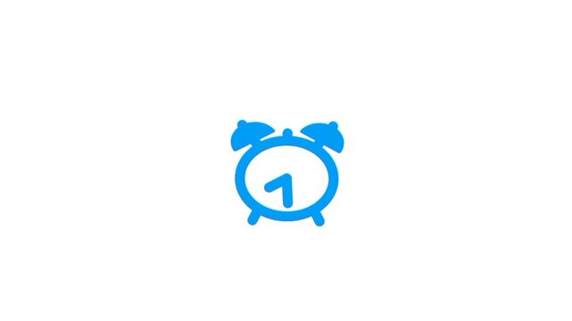 Animated alarm clock object. Traditional twin bell timepiece. Color cartoon style illustration for motion graphic design and animation