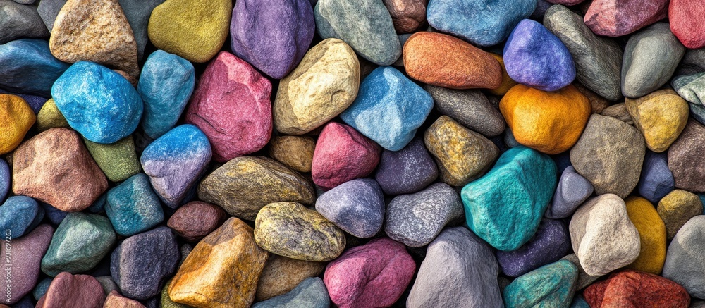 Aufkleber Colorful rocks create a harmonious background pattern in various colors. with copy space image. Place for adding text or design