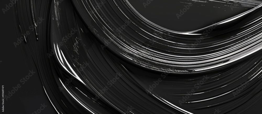Aufkleber Black curved brushstroke texture background. with copy space image. Place for adding text or design