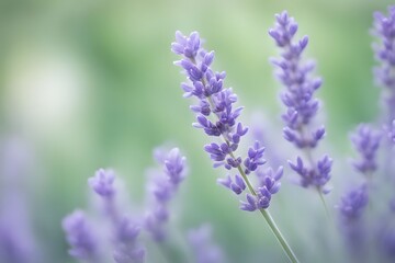 Obraz premium A close up of lavender flowers with soft purple and green bokeh in the background, Ai Generated