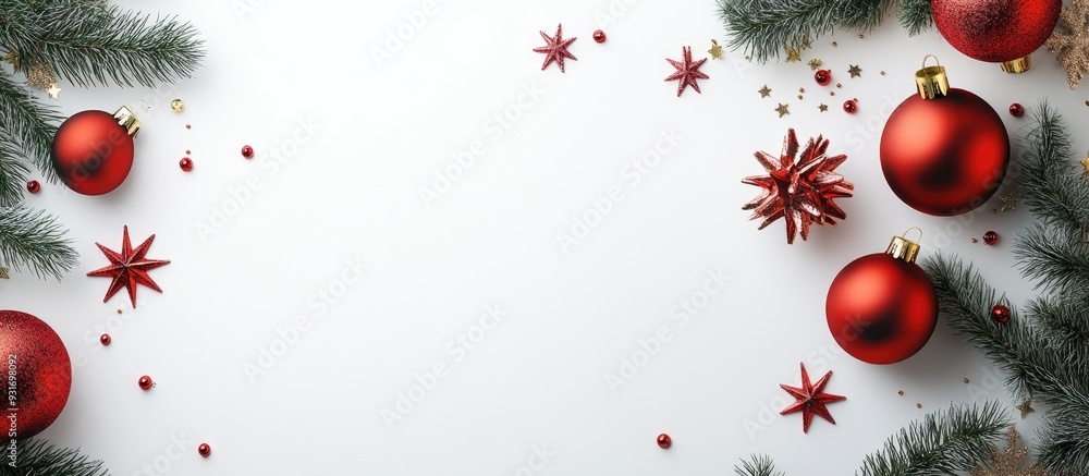 Poster Christmas holiday on a white background Wishing you a Happy New Year. with copy space image. Place for adding text or design