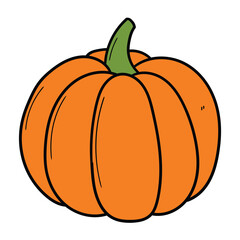 Hand drawn cartoon pumpkin on white background.