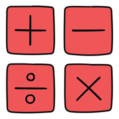 Fototapeta premium Hand drawn cartoon set of math symbols on a white background.