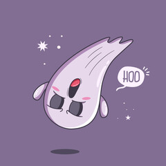 Ghost That Flying From Above Vector Illustration