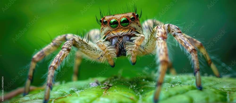 Aufkleber Macro close up of a jumping spider. with copy space image. Place for adding text or design