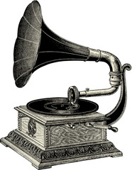 gramophone vintage illustration on transparent background © lynea