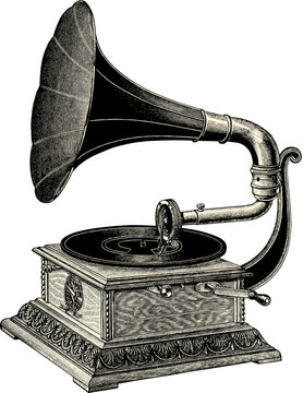 gramophone vintage illustration on transparent background