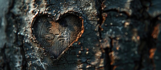 Close up of a love message etched in a tree. with copy space image. Place for adding text or design