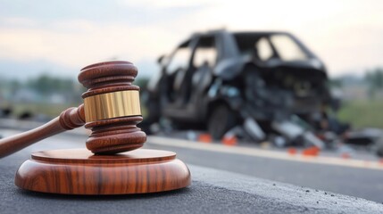 Obraz premium Gavel and a Car Accident