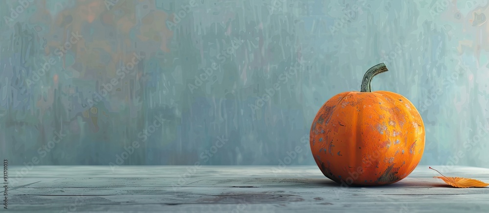 Aufkleber mature orange pumpkin. with copy space image. place for adding text or design