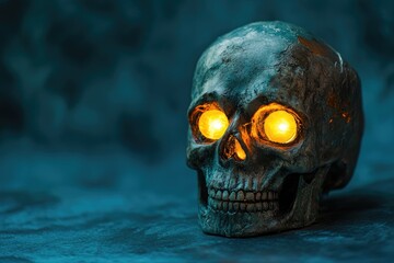 Glowing Skull on a Dark Background