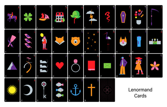 Lenormand Cards. Trendy vector illustration.