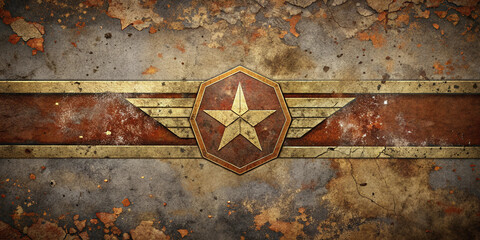 Old military star, grunge rusty steel texture. Abstract background with aged old rust. texture of rusted metal wall. Retro grunge texture metallic corrode illustration.