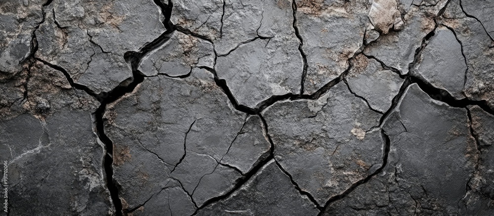 Poster Cracked texture of a cement road background. with copy space image. Place for adding text or design