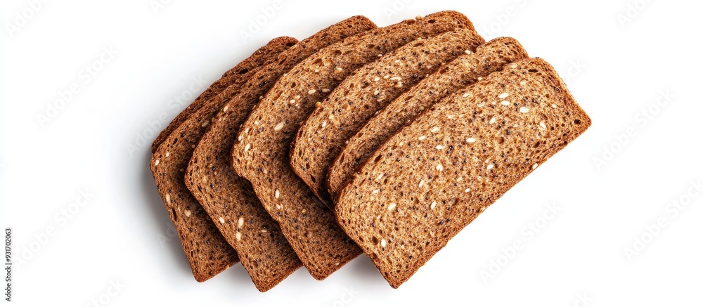 Poster fresh crunchy rye crispbreads against a white background top view room for text. with copy space ima