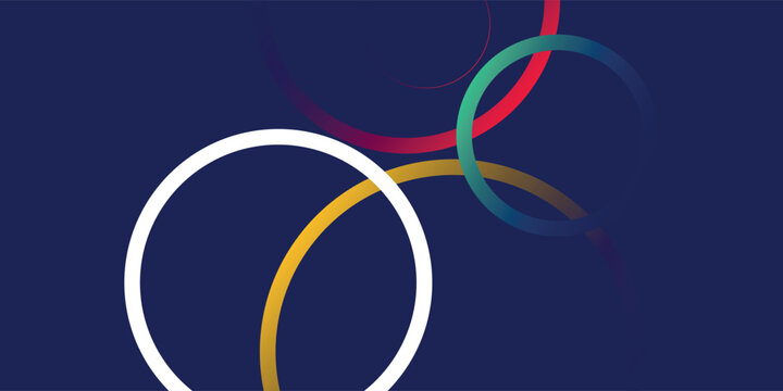 Abstract colorful overlapping circles on dark blue background, vector illustration.
