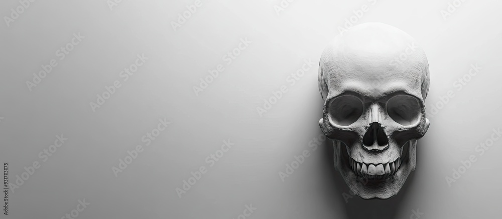 Poster skull on halloween evening against a white background. with copy space image. place for adding text 