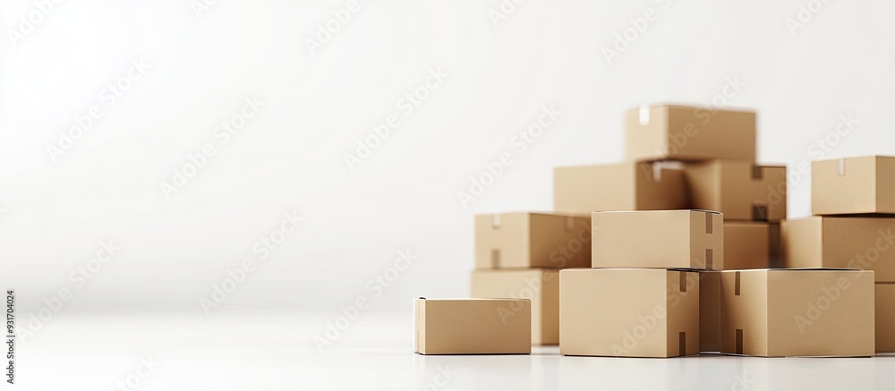 Poster cardboard boxes for postal and ems shipments with copy space for branding or logos concepts of onlin