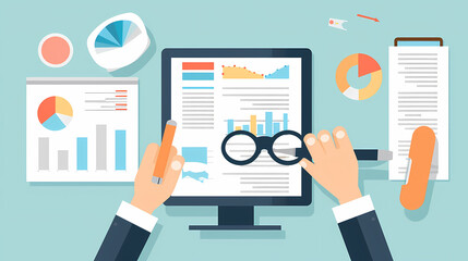 Report analysis and business research flat,Marketing concepts collection vector image