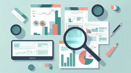 Fototapeta premium Report analysis and business research flat,Marketing concepts collection vector image