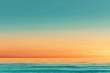 Fototapeta premium A gradient moving from a warm orange to a cool teal with a subtle grain effect, resembling a sunset over the ocean.