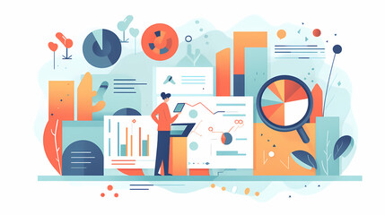 Naklejka premium Report analysis and business research flat,Marketing concepts collection vector image