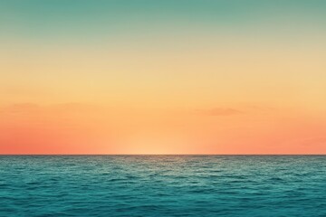 Obraz premium A gradient moving from a warm orange to a cool teal with a subtle grain effect, resembling a sunset over the ocean.