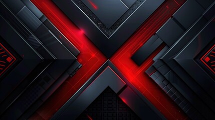 Abstract background with red glowing lines and geometric shapes.