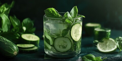 Refreshing Cucumber Mint Drink in a Glass