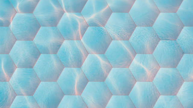 water background with geometric shape. abstract background blue abstract ocean and clear water background with hexogen shape texture
