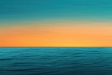 Obraz premium A gradient moving from a warm orange to a cool teal with a subtle grain effect, resembling a sunset over the ocean.